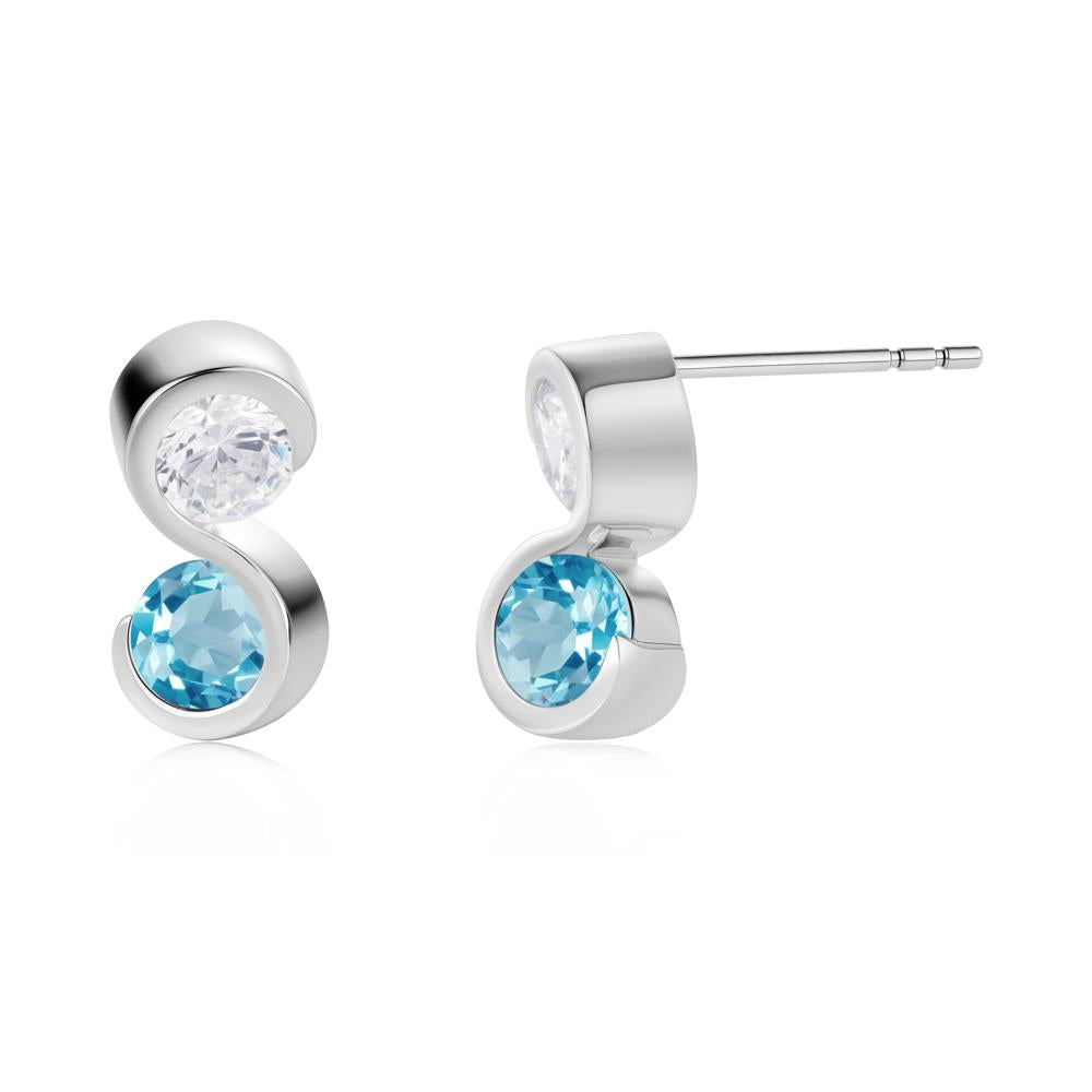 Infinity Dual Stone Alexandrite and Cubic Zirconia Stud Earrings - LUO Jewelry #gemstone_Cubic Zirconia and Swiss Blue Topaz