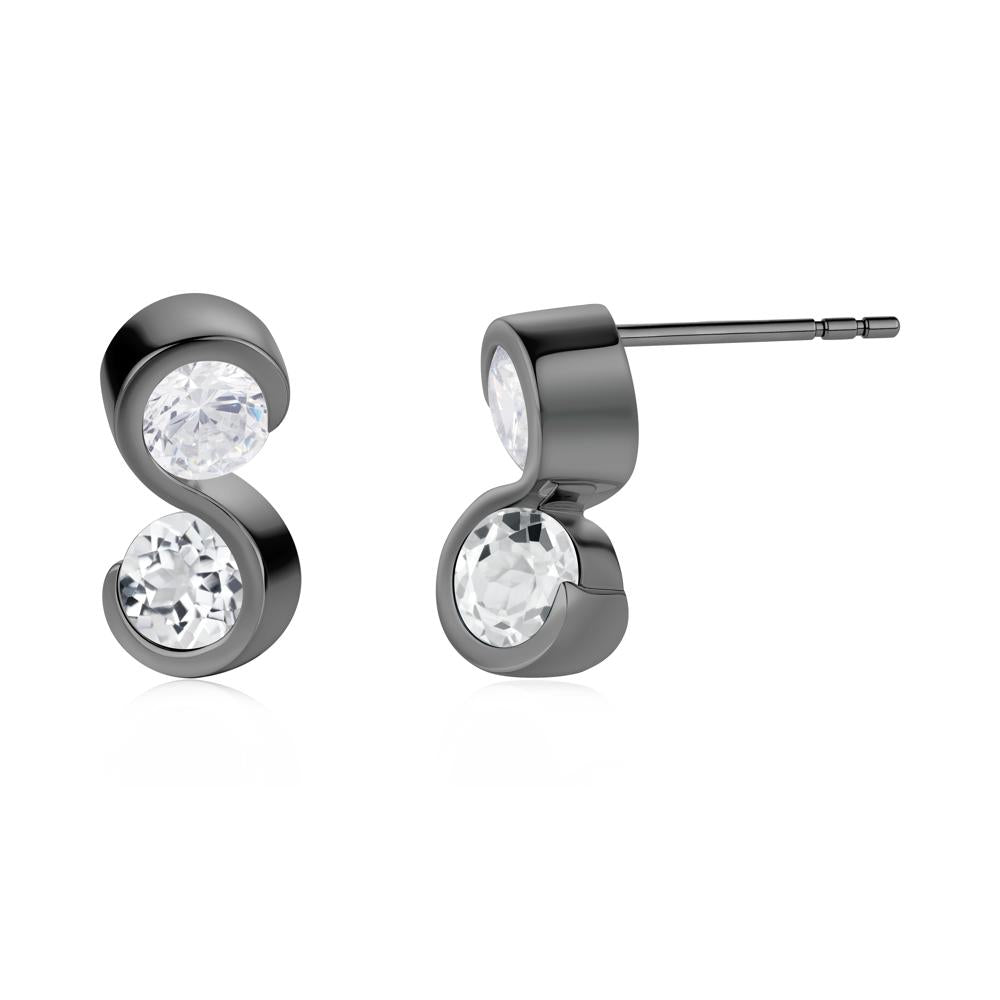 Infinity Dual Stone Alexandrite and Cubic Zirconia Stud Earrings - LUO Jewelry #gemstone_Cubic Zirconia and White Topaz