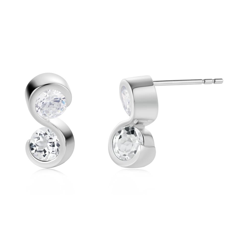 Infinity Dual Stone Alexandrite and Cubic Zirconia Stud Earrings - LUO Jewelry #gemstone_Cubic Zirconia and White Topaz