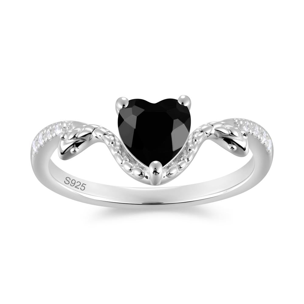 Heart Shaped Emerald Dual Snake Ring - LUO Jewelry #gemstone_Black Spinel
