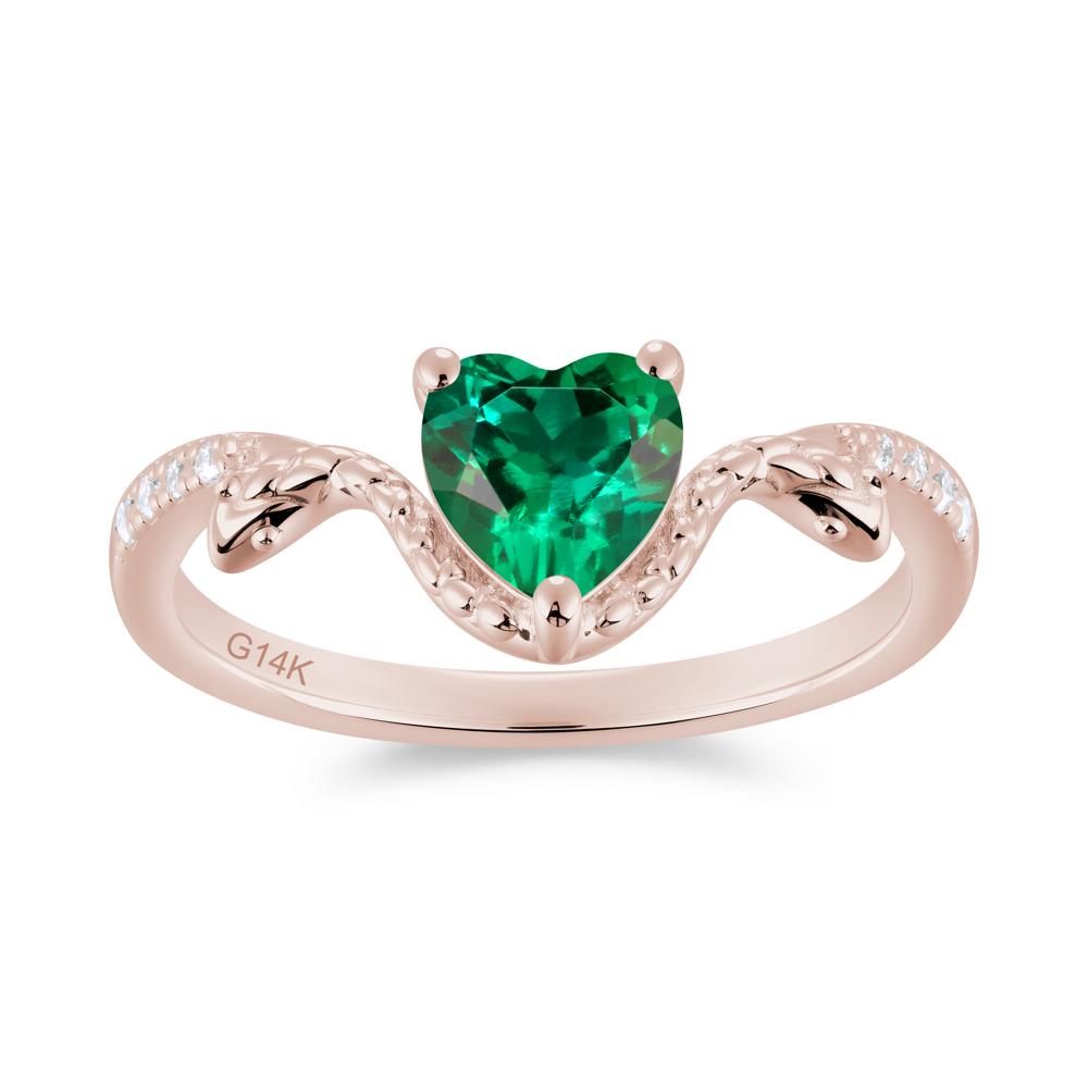 Heart Shaped Emerald Dual Snake Ring - LUO Jewelry #gemstone_Emerald