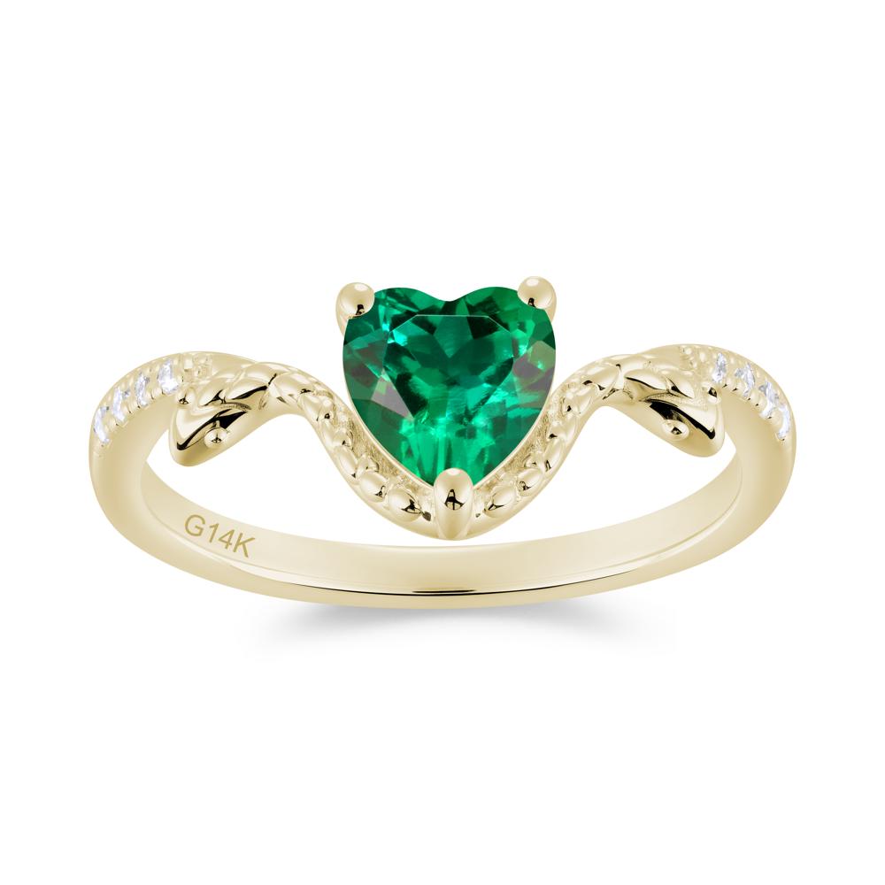 Heart Shaped Emerald Dual Snake Ring - LUO Jewelry #gemstone_Emerald
