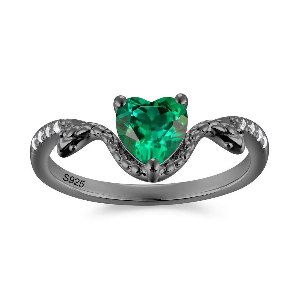 Heart Shaped Emerald Dual Snake Ring - LUO Jewelry #gemstone_Emerald