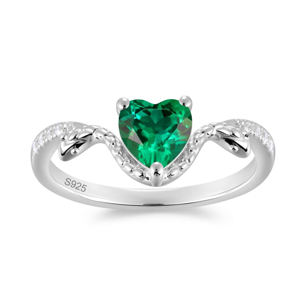 Heart Shaped Emerald Dual Snake Ring - LUO Jewelry #gemstone_Emerald