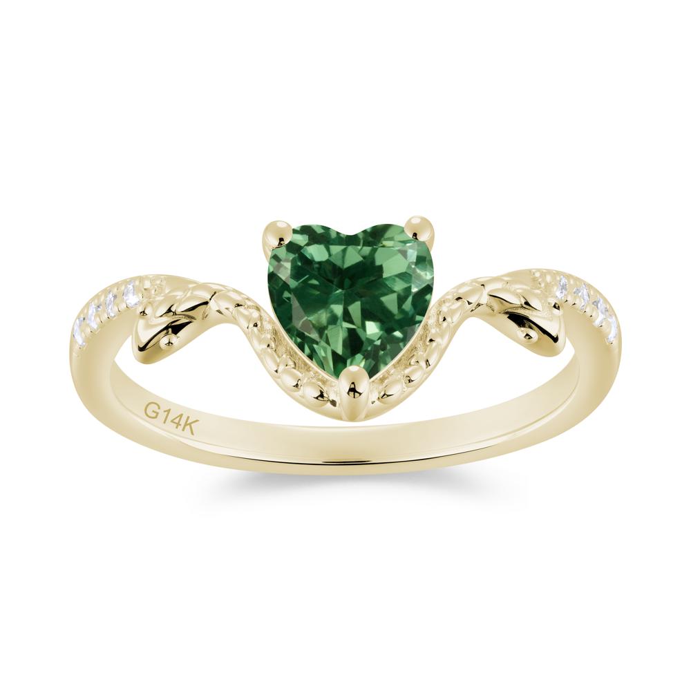 Heart Shaped Emerald Dual Snake Ring - LUO Jewelry #gemstone_Green Sapphire