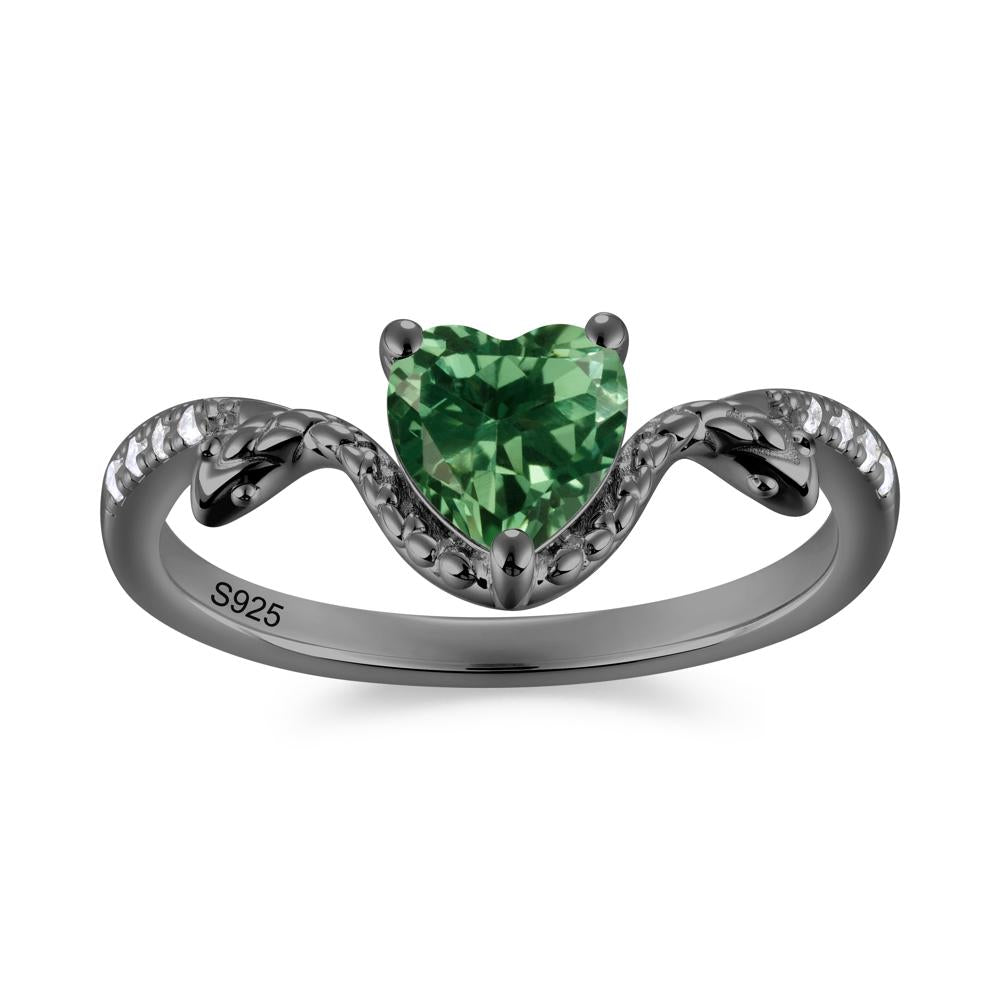 Heart Shaped Emerald Dual Snake Ring - LUO Jewelry #gemstone_Green Sapphire