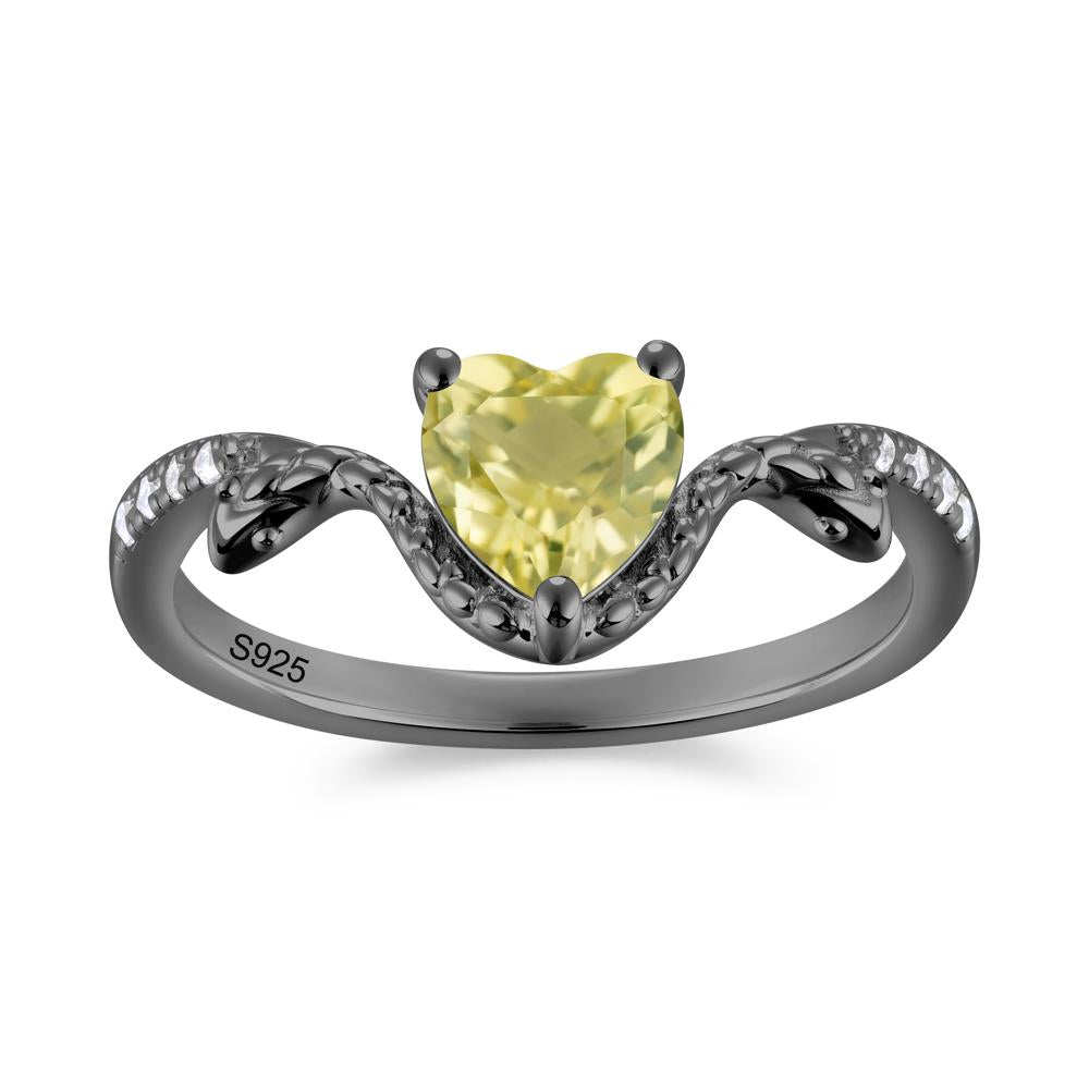 Heart Shaped Emerald Dual Snake Ring - LUO Jewelry #gemstone_Lemon Quartz