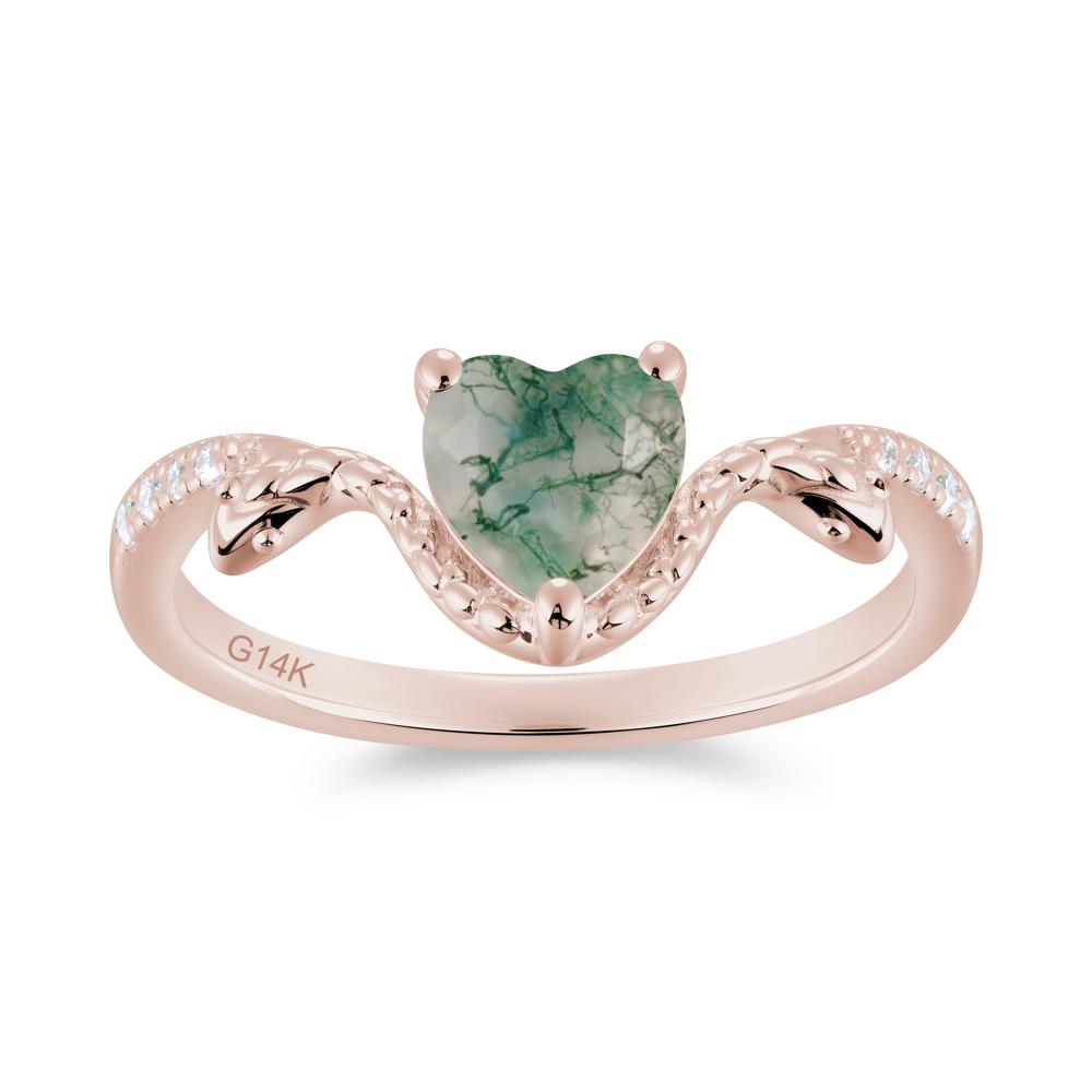 Heart Shaped Emerald Dual Snake Ring - LUO Jewelry #gemstone_Moss Agate