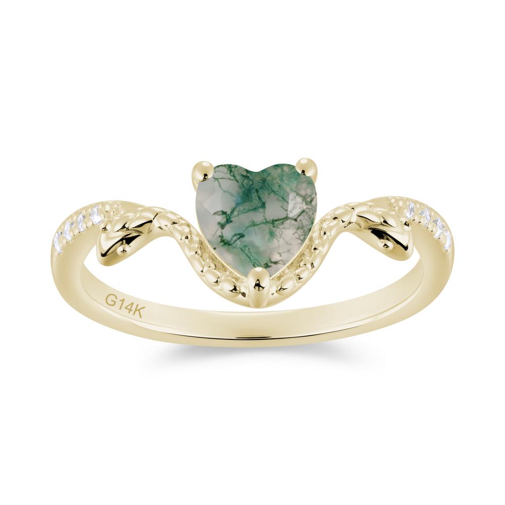 Heart Shaped Emerald Dual Snake Ring - LUO Jewelry #gemstone_Moss Agate