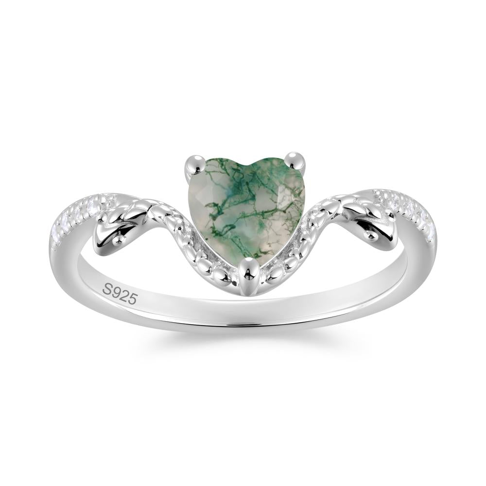 Heart Shaped Emerald Dual Snake Ring - LUO Jewelry #gemstone_Moss Agate