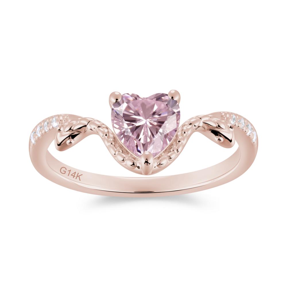 Heart Shaped Emerald Dual Snake Ring - LUO Jewelry #gemstone_Pink Cubic Zirconia