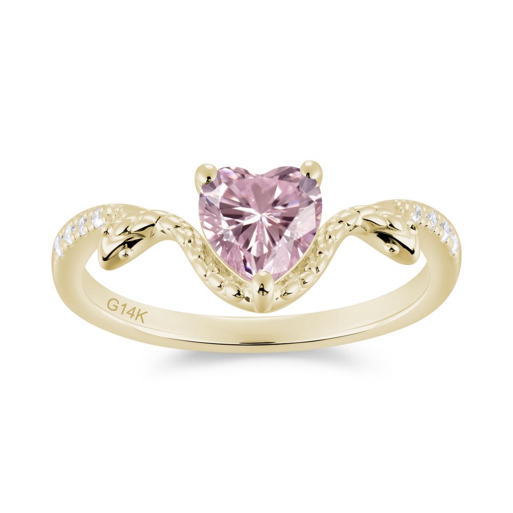 Heart Shaped Emerald Dual Snake Ring - LUO Jewelry #gemstone_Pink Cubic Zirconia