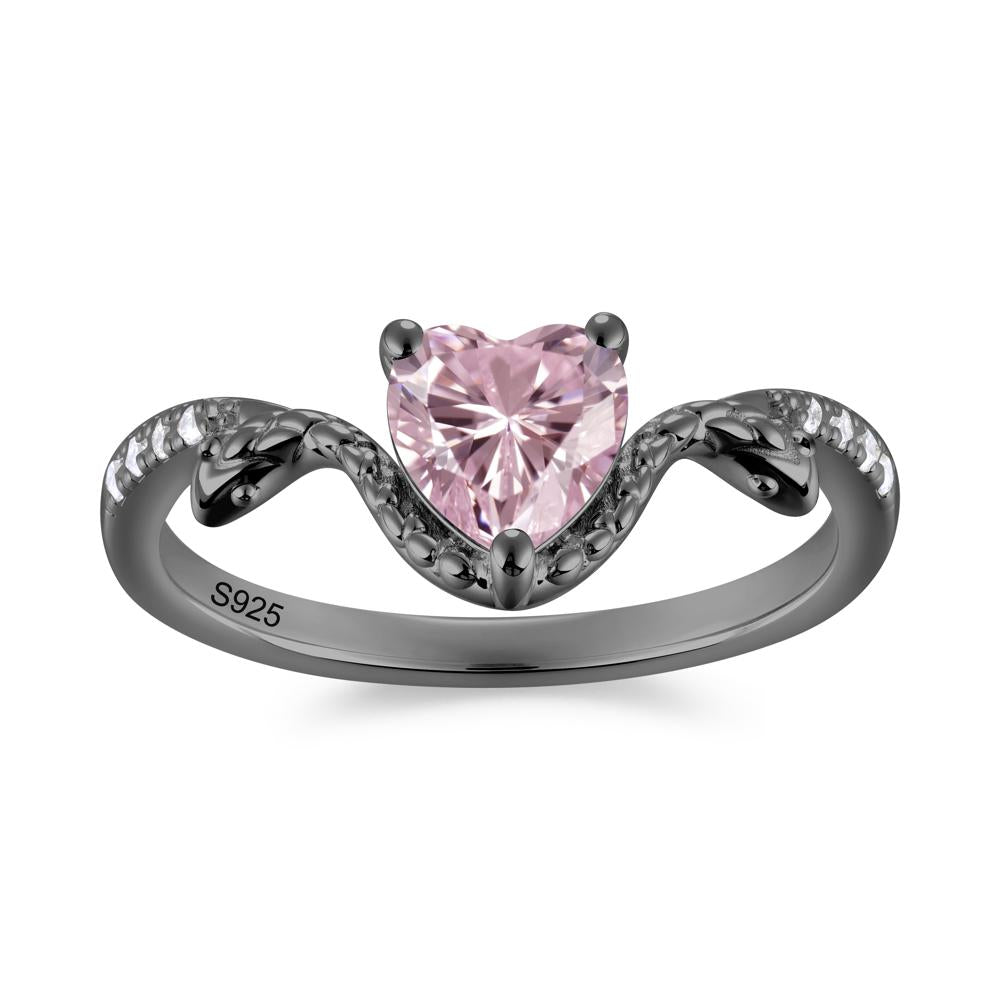 Heart Shaped Emerald Dual Snake Ring - LUO Jewelry #gemstone_Pink Cubic Zirconia