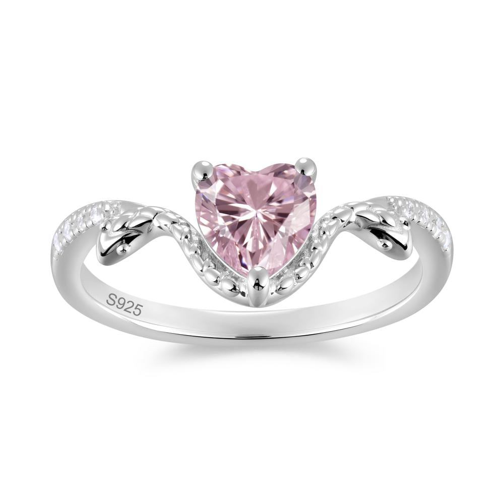 Heart Shaped Emerald Dual Snake Ring - LUO Jewelry #gemstone_Pink Cubic Zirconia