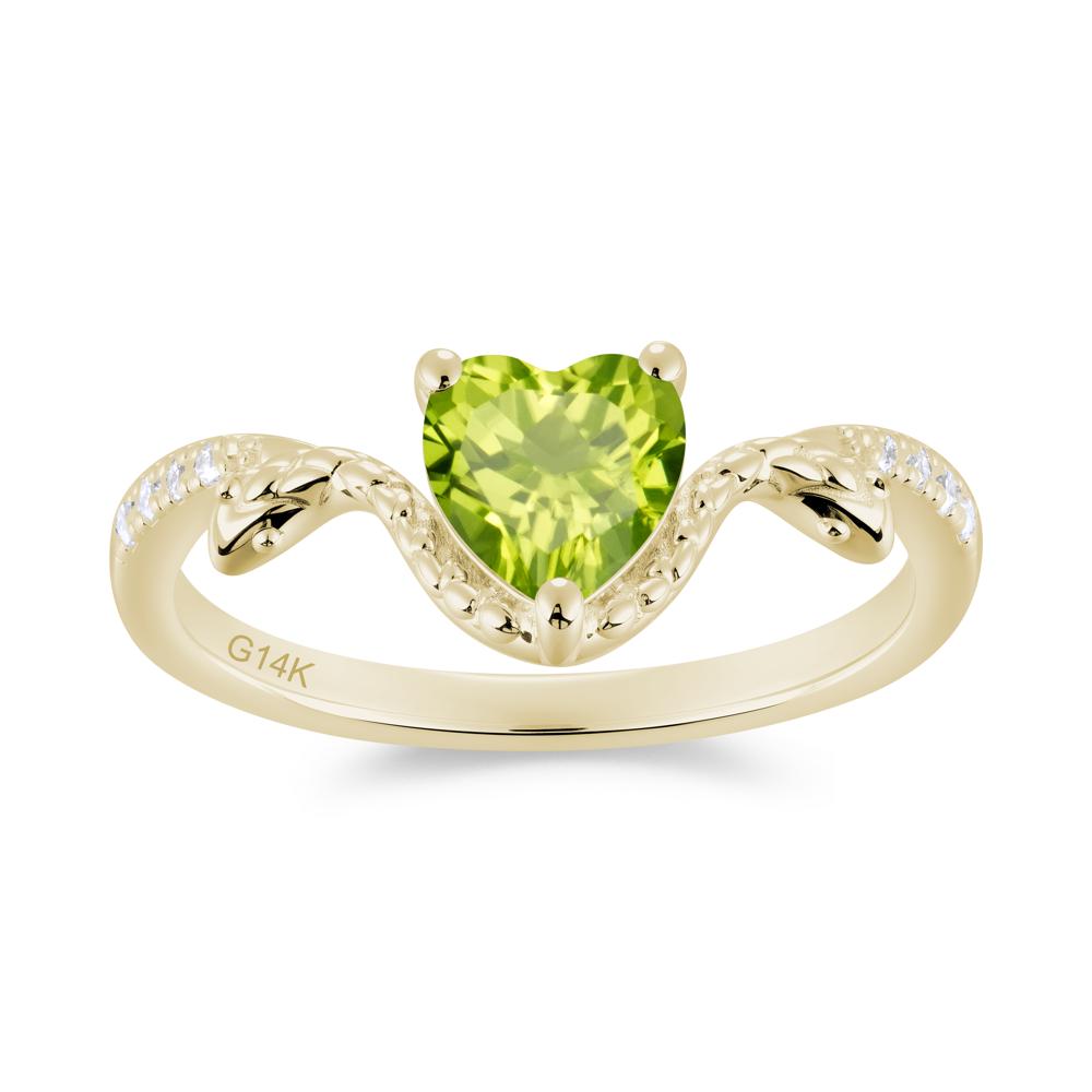 Heart Shaped Emerald Dual Snake Ring - LUO Jewelry #gemstone_Peridot