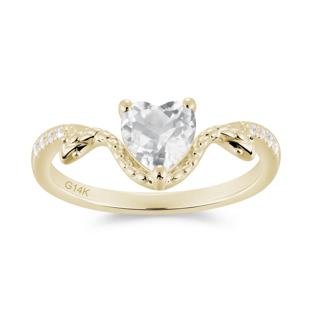 Heart Shaped Emerald Dual Snake Ring - LUO Jewelry #gemstone_White Topaz
