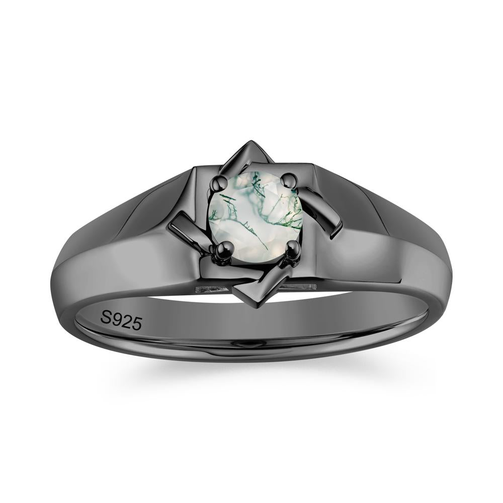 Minimalist Amethyst Ring for Men and Women - LUO Jewelry #gemstone_Moss Agate