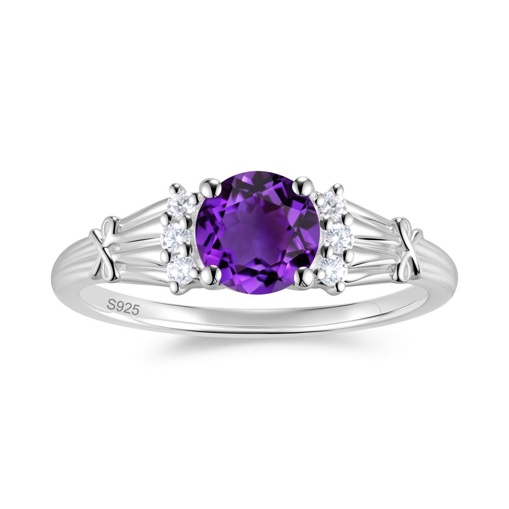 Boho Flower Inspired Cubic Zirconia Ring - LUO Jewelry #gemstone_Amethyst