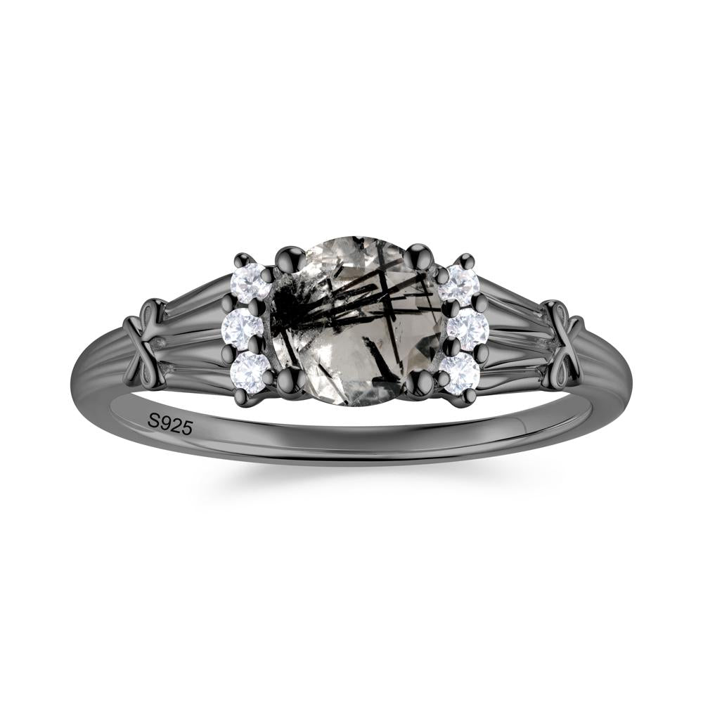Boho Flower Inspired Cubic Zirconia Ring - LUO Jewelry #gemstone_Black Rutilated Quartz