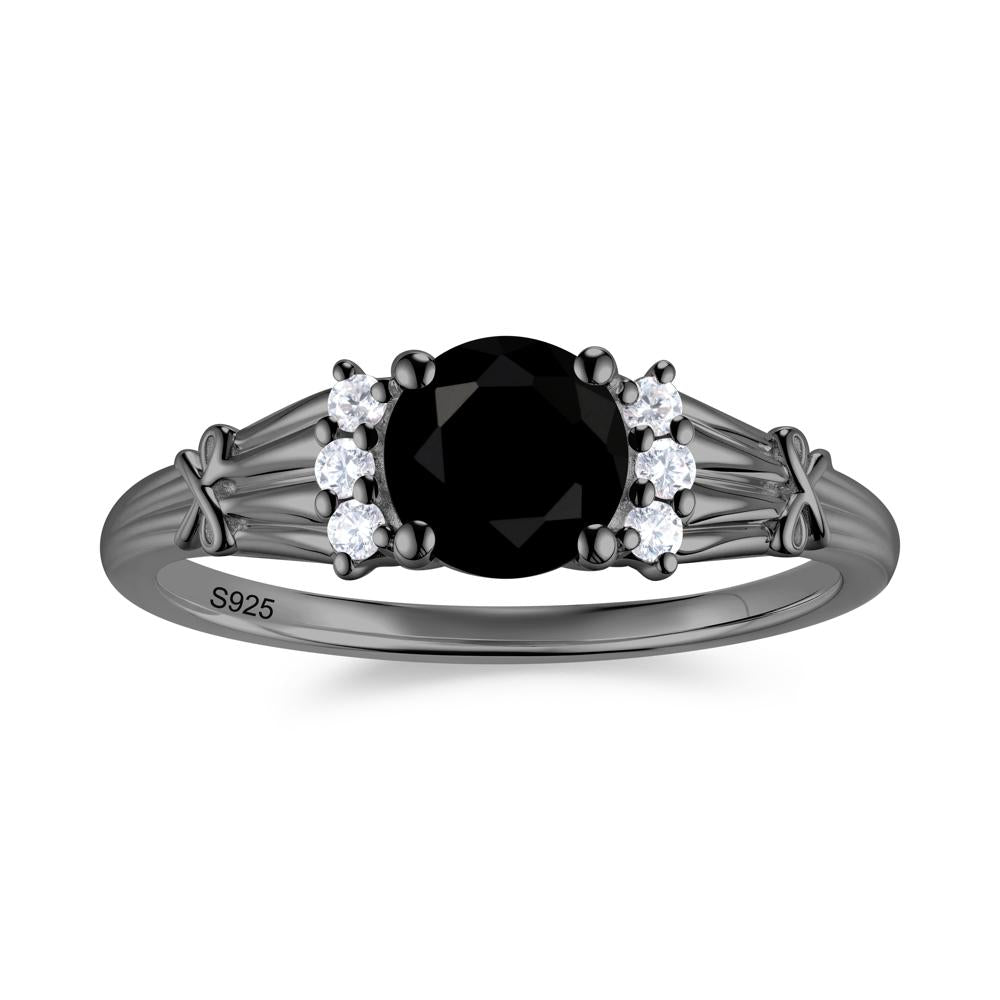 Boho Flower Inspired Cubic Zirconia Ring - LUO Jewelry #gemstone_Black Spinel