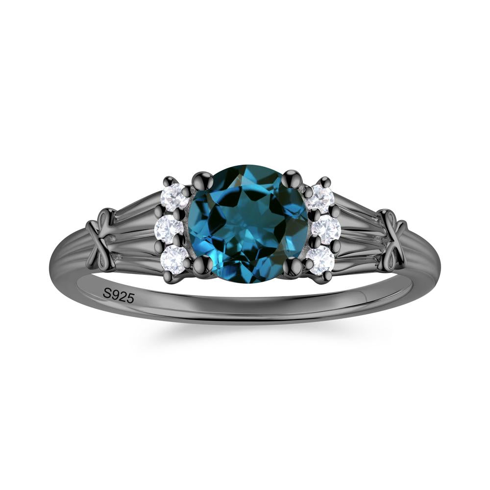 Boho Flower Inspired Cubic Zirconia Ring - LUO Jewelry #gemstone_London Blue Topaz