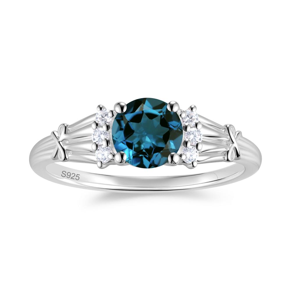 Boho Flower Inspired Cubic Zirconia Ring - LUO Jewelry #gemstone_London Blue Topaz
