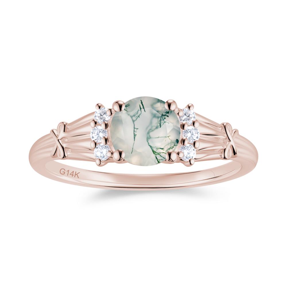 Boho Flower Inspired Cubic Zirconia Ring - LUO Jewelry #gemstone_Moss Agate