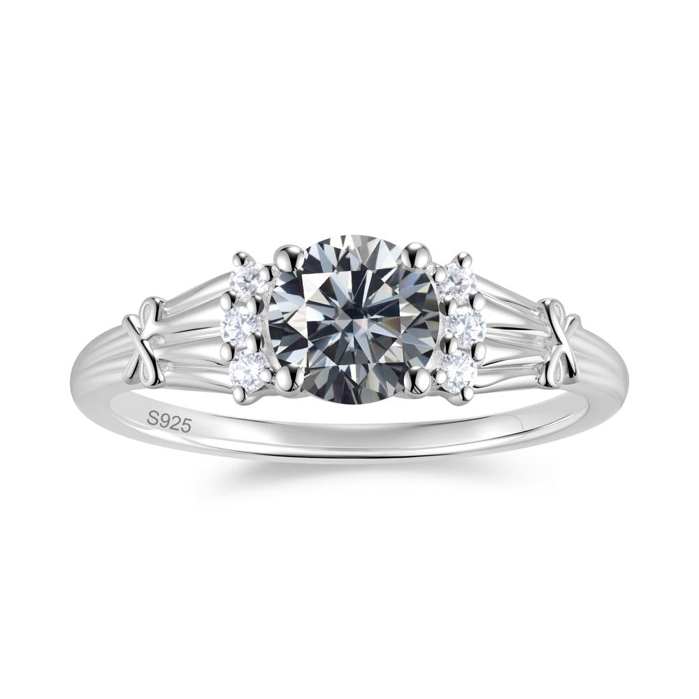 Boho Flower Inspired Cubic Zirconia Ring - LUO Jewelry #gemstone_Grey Moissanite