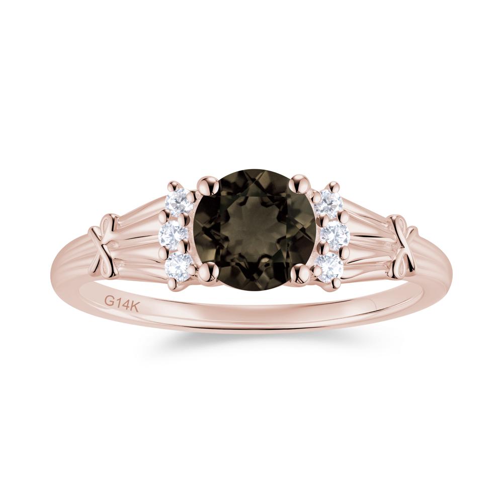 Boho Flower Inspired Cubic Zirconia Ring - LUO Jewelry #gemstone_Smoky Quartz