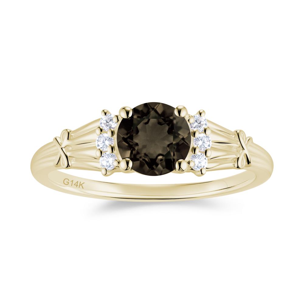 Boho Flower Inspired Cubic Zirconia Ring - LUO Jewelry #gemstone_Smoky Quartz