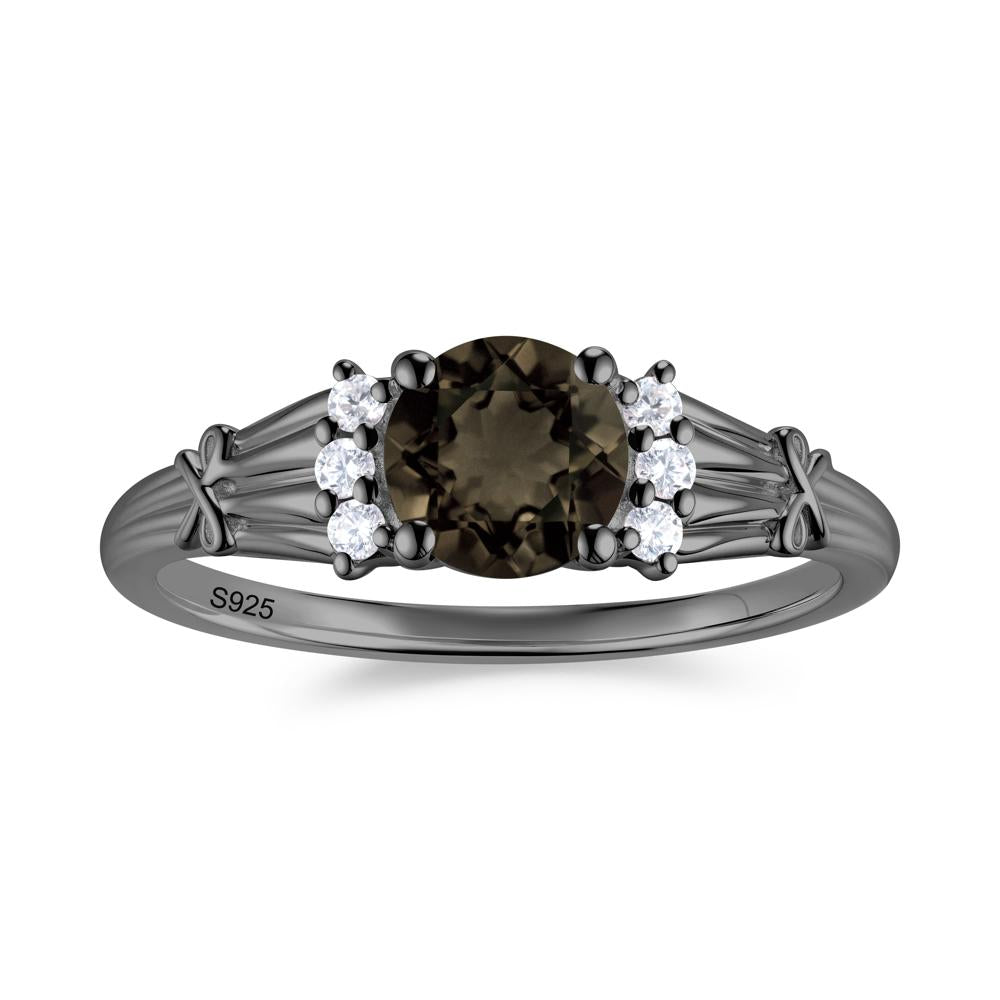 Boho Flower Inspired Cubic Zirconia Ring - LUO Jewelry #gemstone_Smoky Quartz