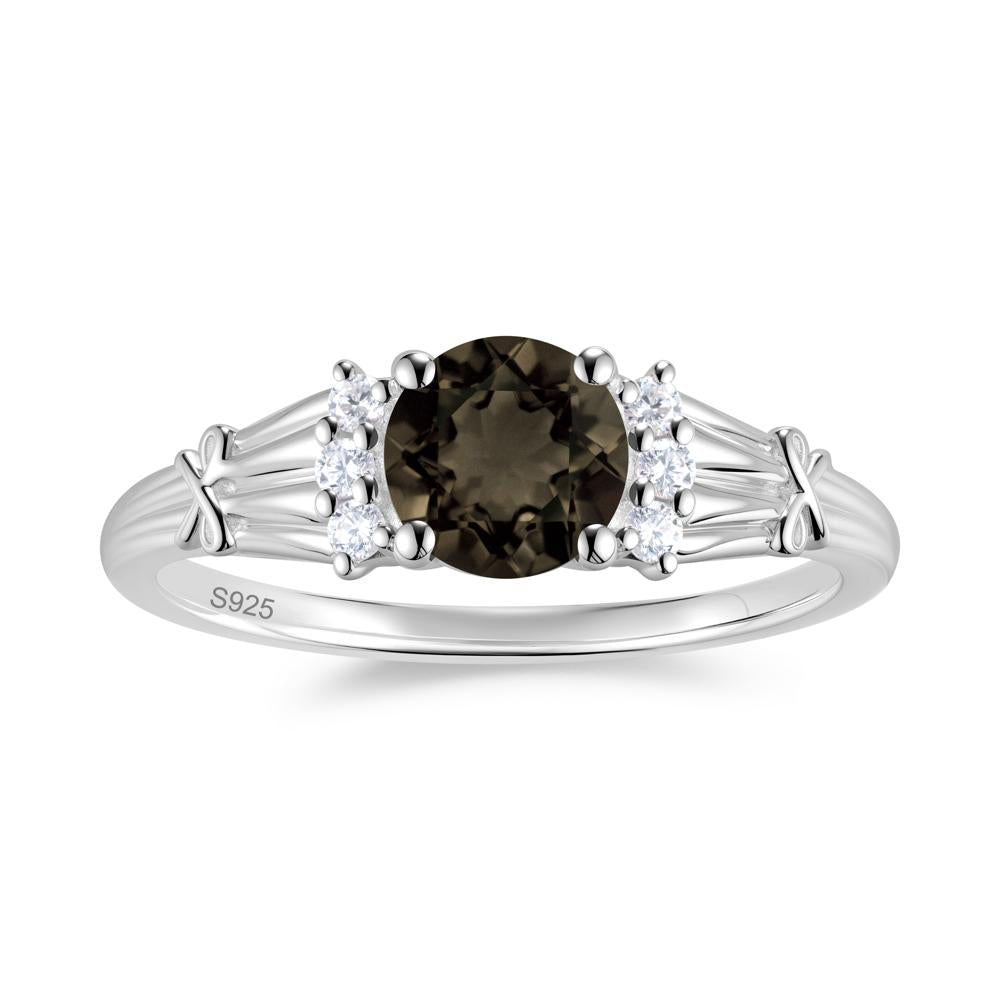 Boho Flower Inspired Cubic Zirconia Ring - LUO Jewelry #gemstone_Smoky Quartz