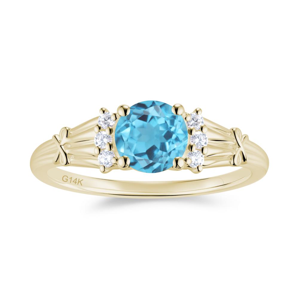 Boho Flower Inspired Cubic Zirconia Ring - LUO Jewelry #gemstone_Swiss Blue Topaz