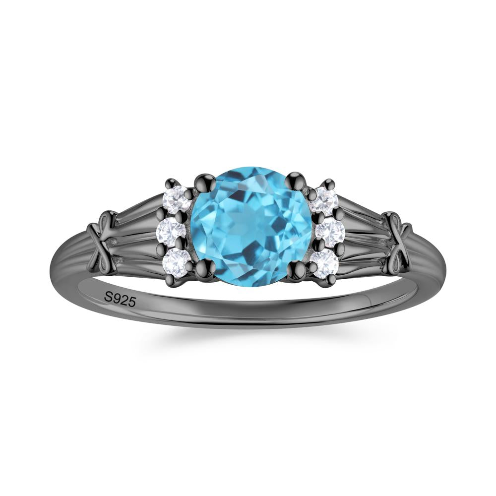 Boho Flower Inspired Cubic Zirconia Ring - LUO Jewelry #gemstone_Swiss Blue Topaz