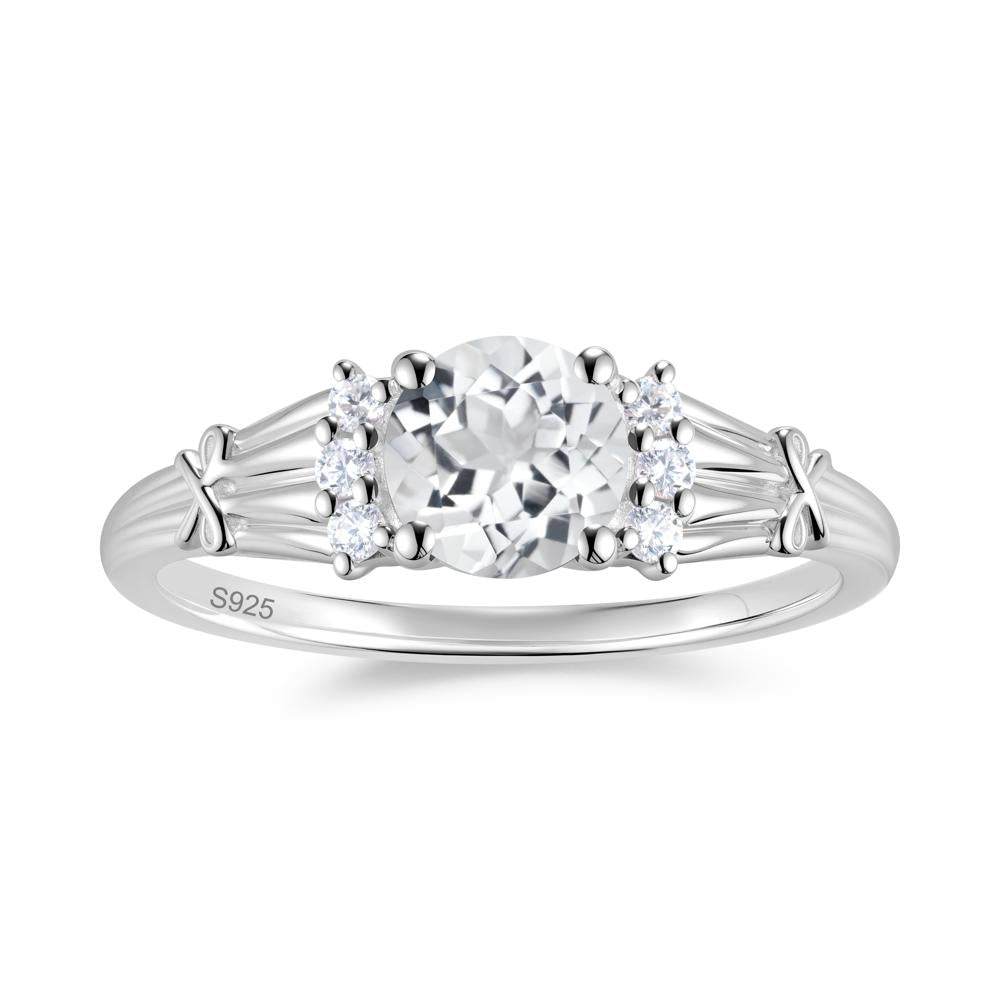 Boho Flower Inspired Cubic Zirconia Ring - LUO Jewelry #gemstone_White Topaz