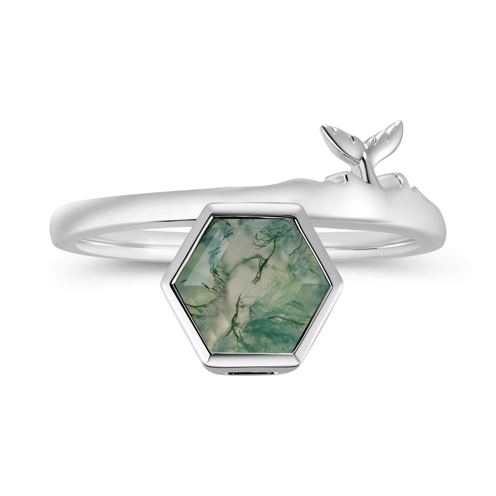 Dolphin Tail Emerald Ocean Ring - LUO Jewelry #gemstone_Moss Agate