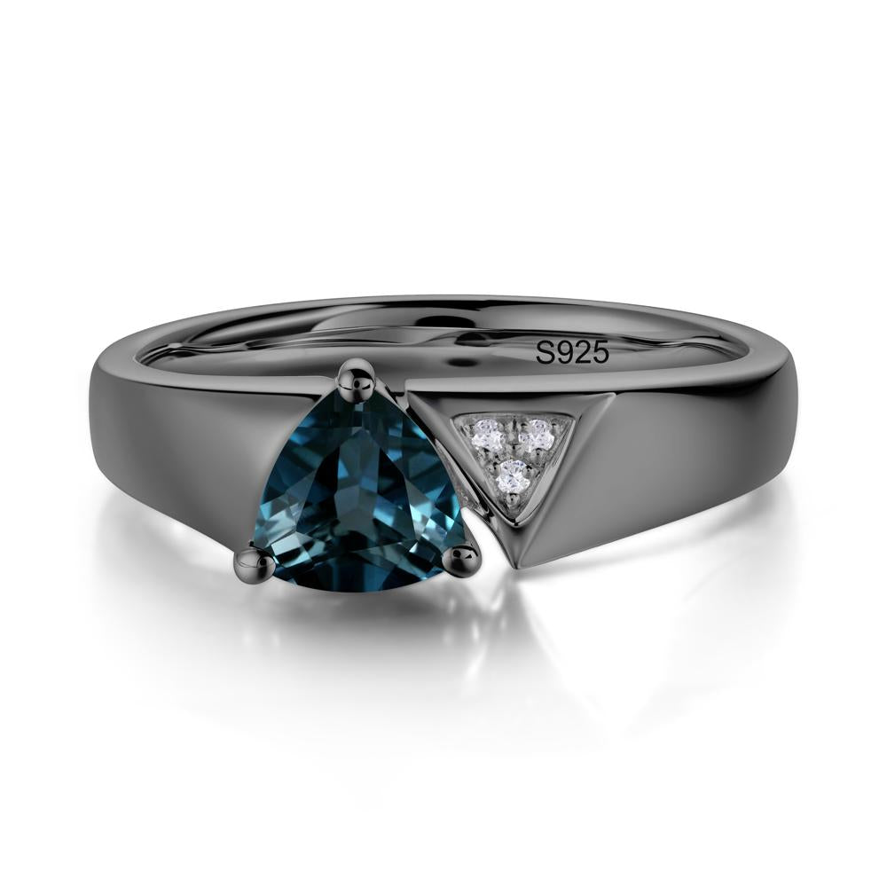 Geometric London Blue Topaz Triangle Ring - LUO Jewelry #gemstone_London Blue Topaz