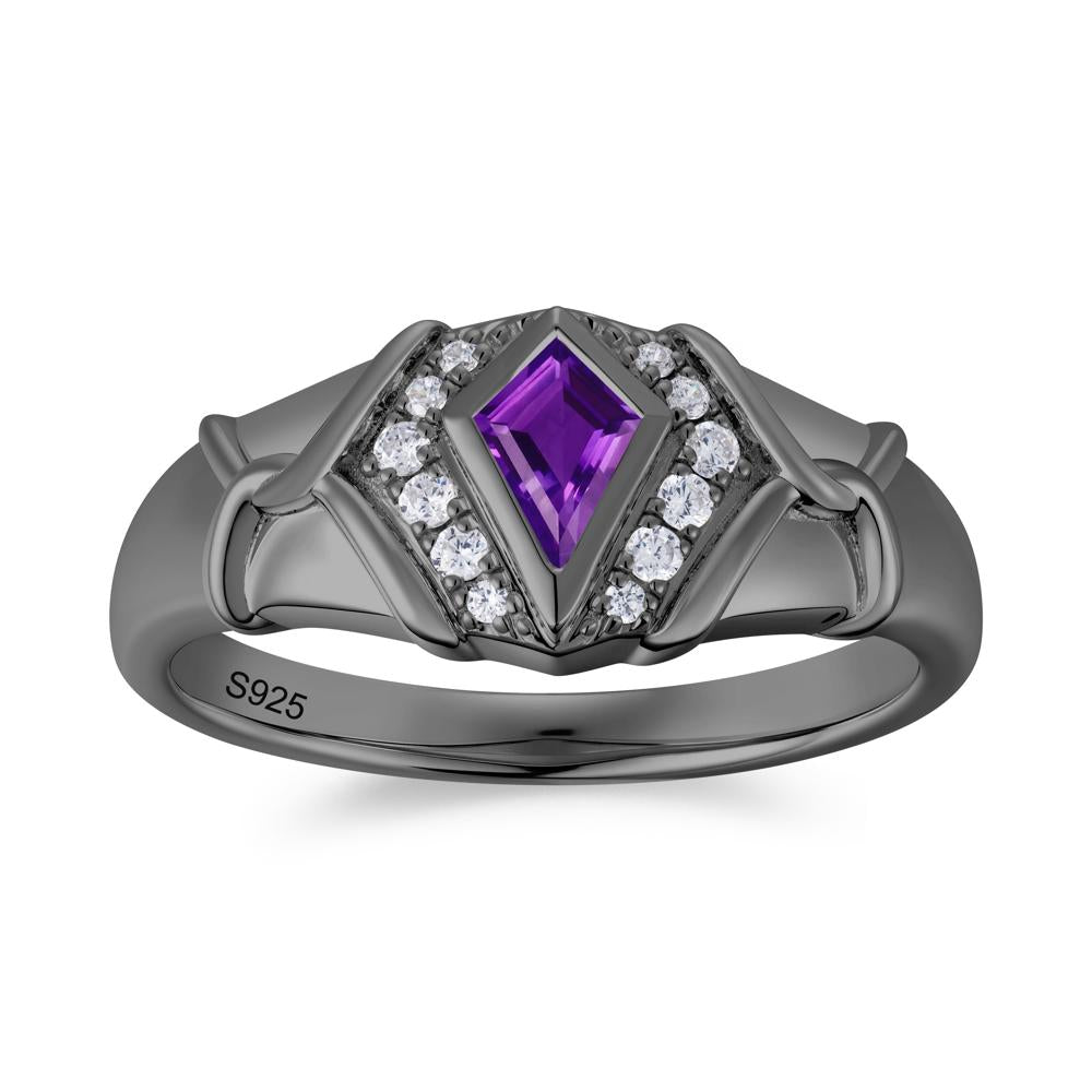 Kite Cut Amethyst Men's Ring - LUO Jewelry #gemstone_Amethyst