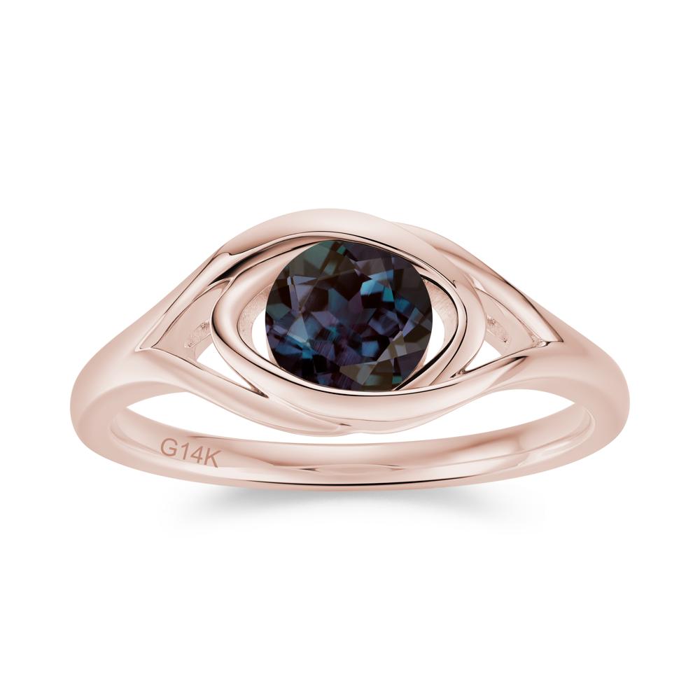 Round Cut Bezel London Blue Topaz Ring - LUO Jewelry #gemstone_Alexandrite