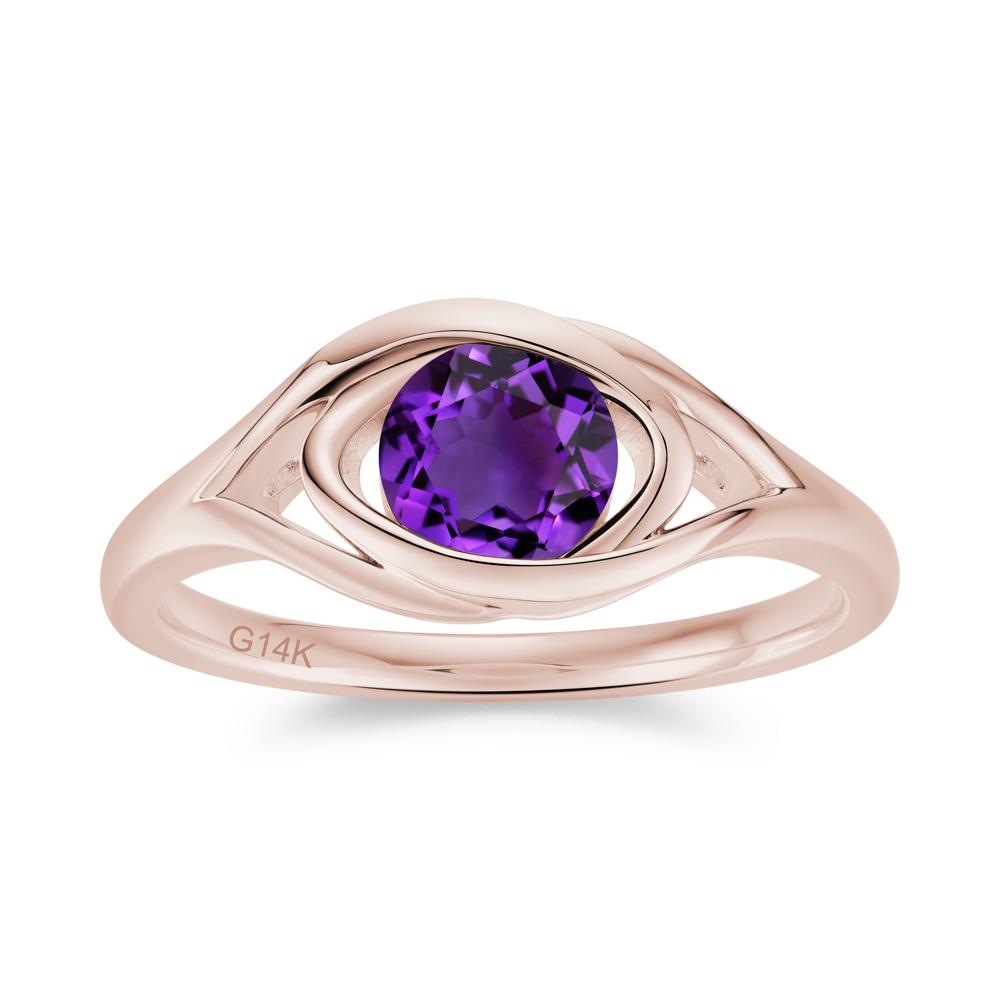Round Cut Bezel London Blue Topaz Ring - LUO Jewelry #gemstone_Amethyst
