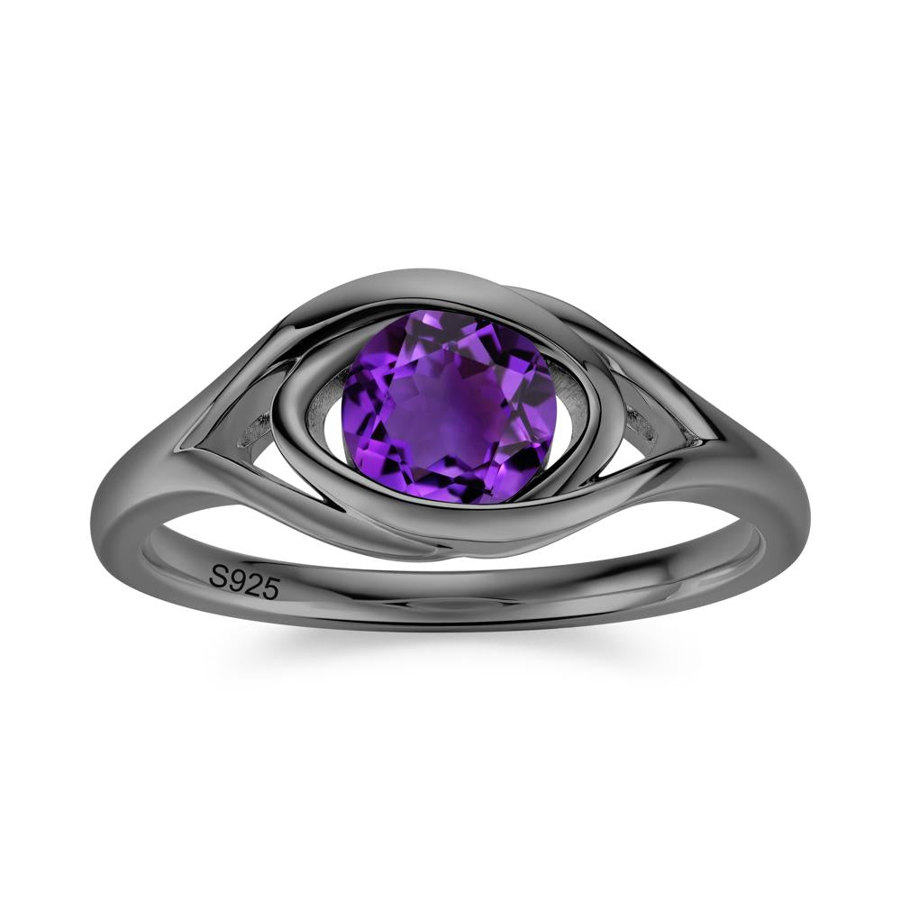Round Cut Bezel London Blue Topaz Ring - LUO Jewelry #gemstone_Amethyst