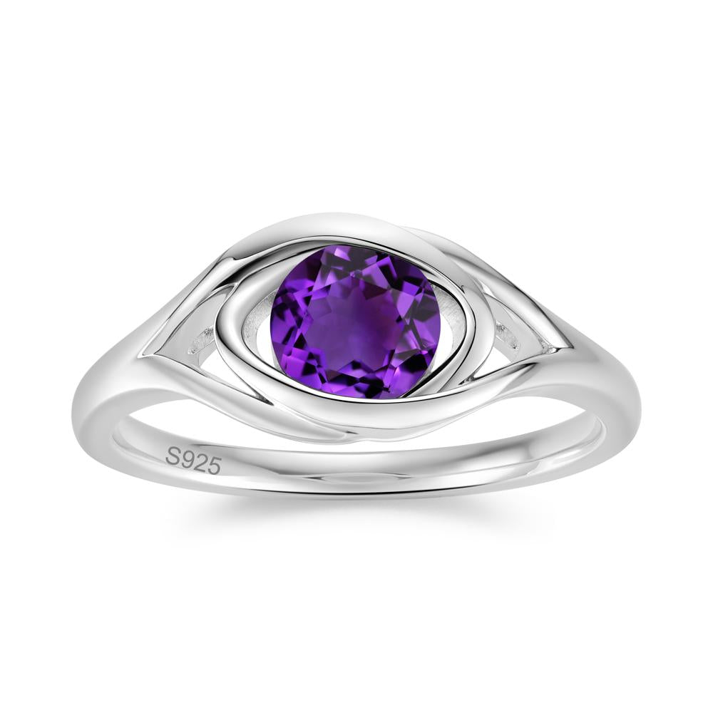 Round Cut Bezel London Blue Topaz Ring - LUO Jewelry #gemstone_Amethyst