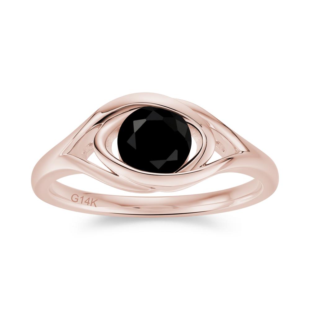 Round Cut Bezel London Blue Topaz Ring - LUO Jewelry #gemstone_Black Spinel