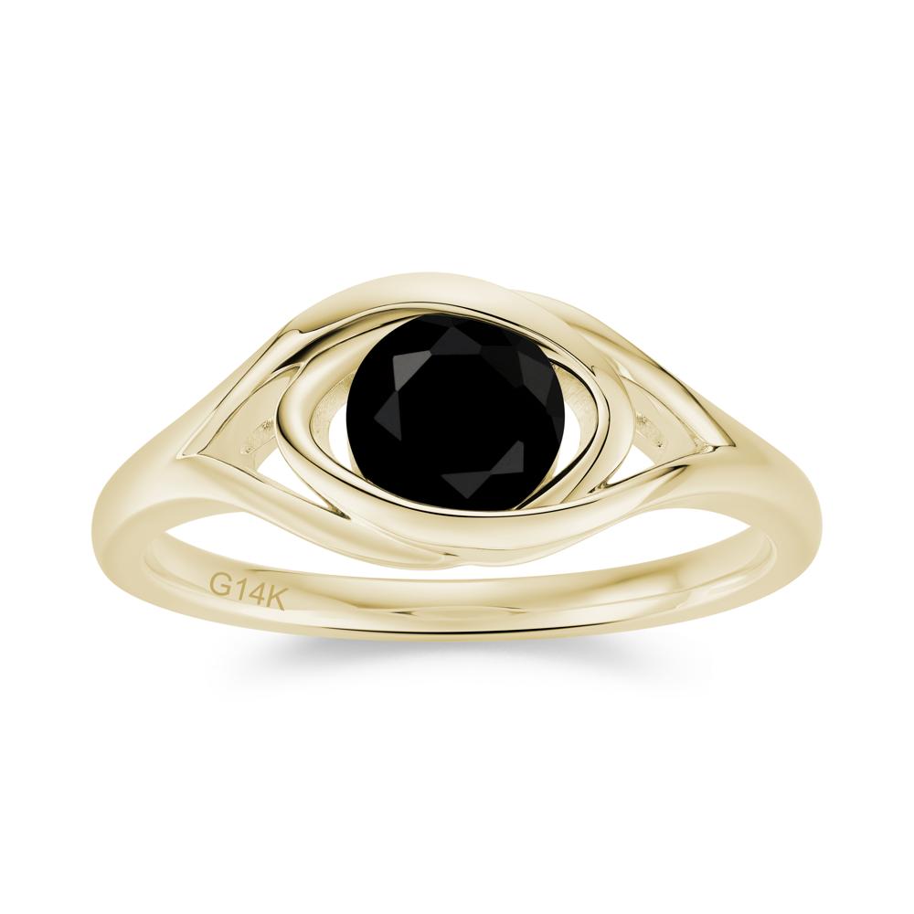 Round Cut Bezel London Blue Topaz Ring - LUO Jewelry #gemstone_Black Spinel