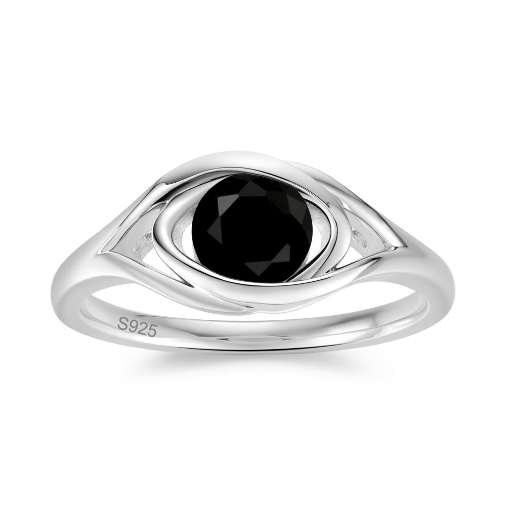 Round Cut Bezel London Blue Topaz Ring - LUO Jewelry #gemstone_Black Spinel