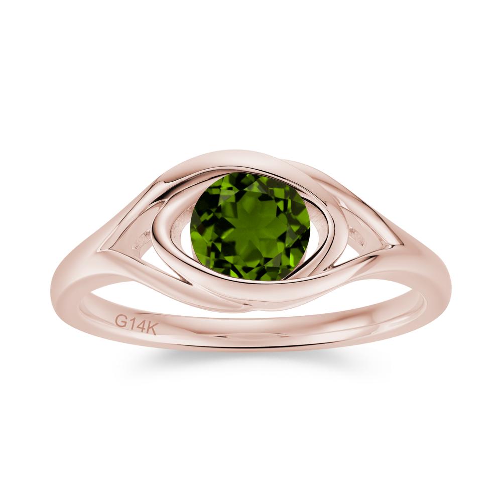 Round Cut Bezel London Blue Topaz Ring - LUO Jewelry #gemstone_Diopside