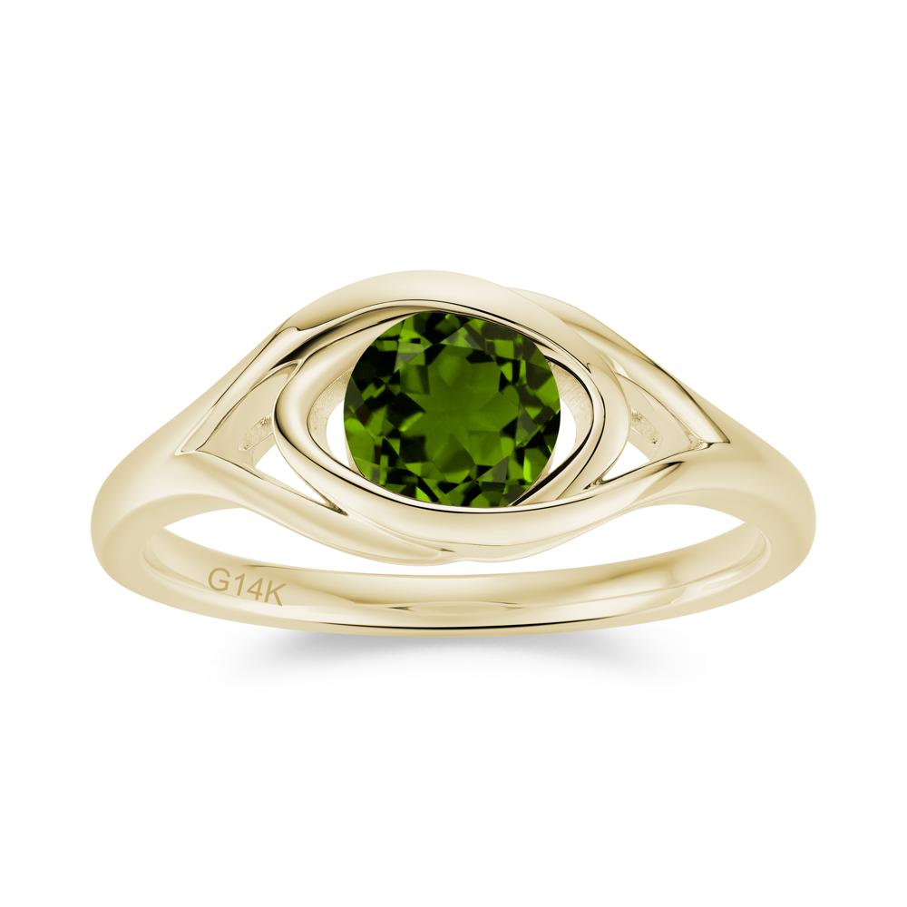Round Cut Bezel London Blue Topaz Ring - LUO Jewelry #gemstone_Diopside