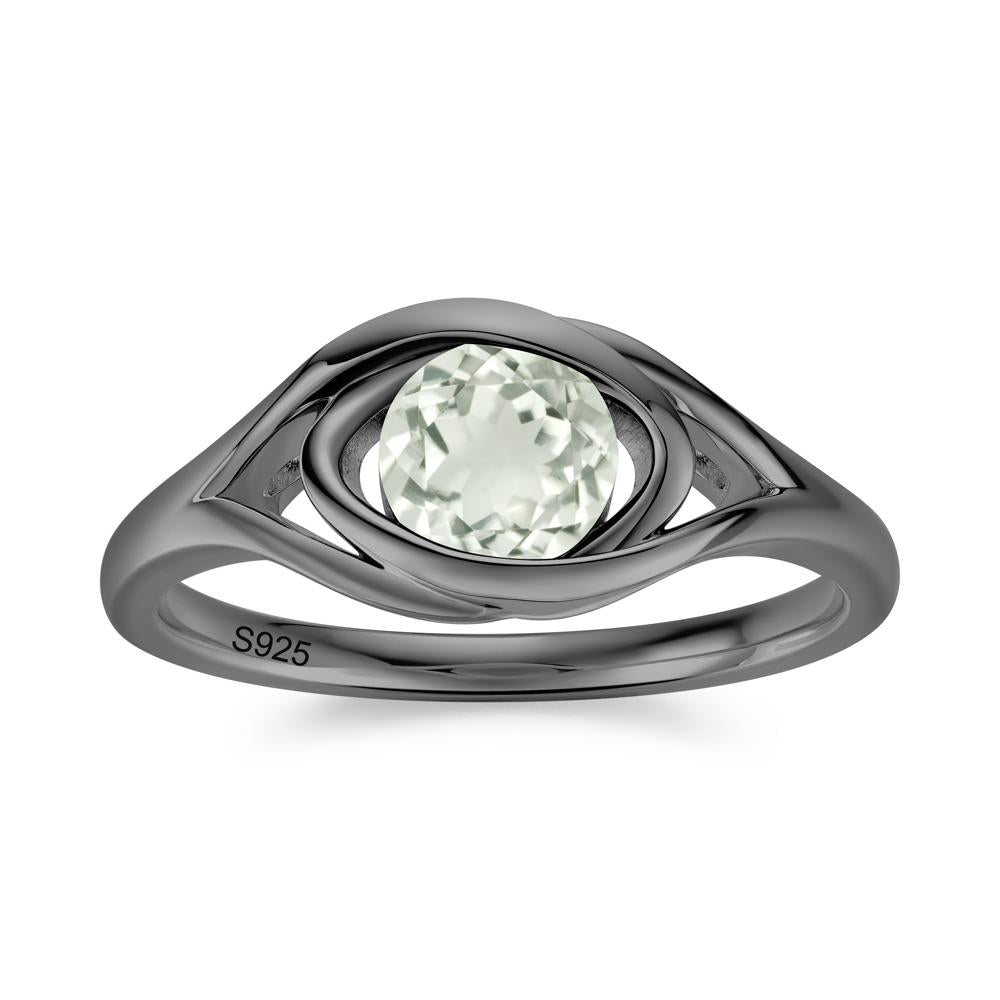 Round Cut Bezel London Blue Topaz Ring - LUO Jewelry #gemstone_Green Amethyst
