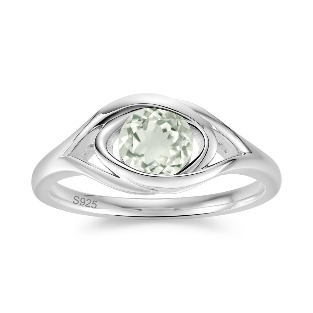 Round Cut Bezel London Blue Topaz Ring - LUO Jewelry #gemstone_Green Amethyst