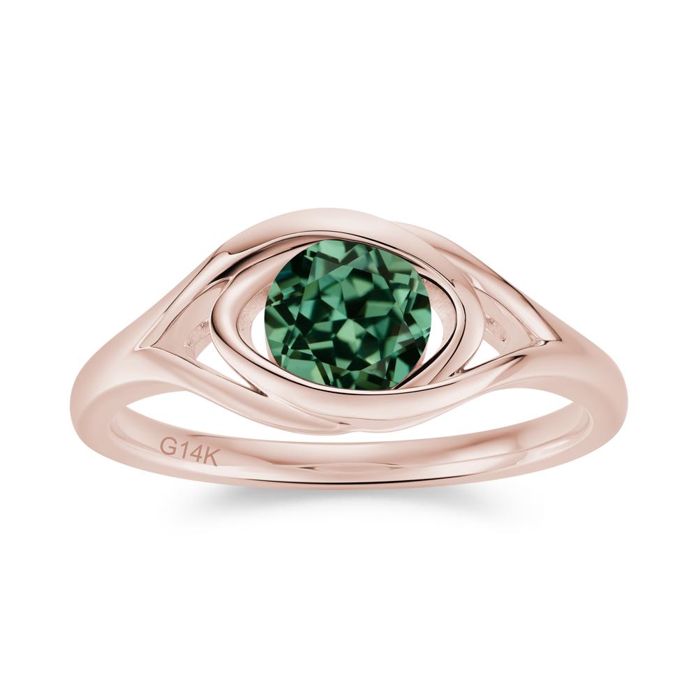 Round Cut Bezel London Blue Topaz Ring - LUO Jewelry #gemstone_Green Sapphire